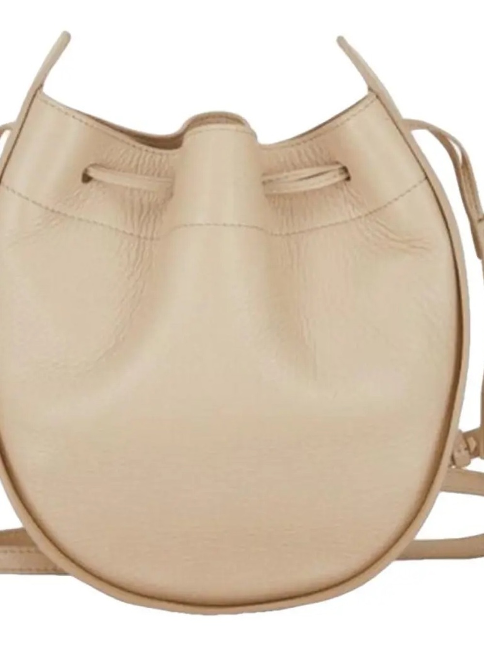 The Row Pebbled Leather Drawstring Bucket Bag Taupe Greige Crossbody VGUC - Picture 3 of 14